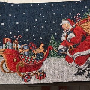 Festive Santa Tapestry Placemats (Set of four) - Red and Blue